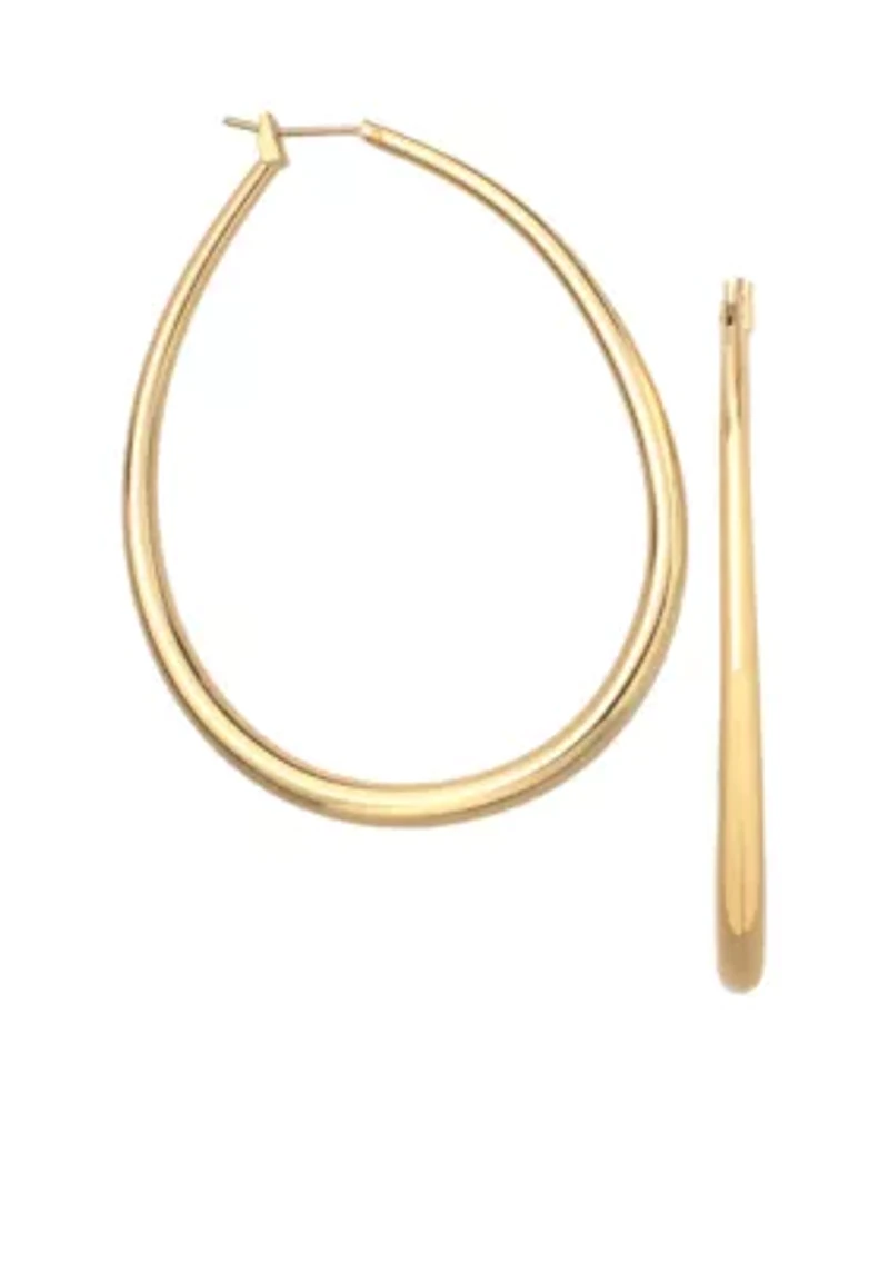 Millimeter Gold Plated Oval Graduated Hoop Earrings
