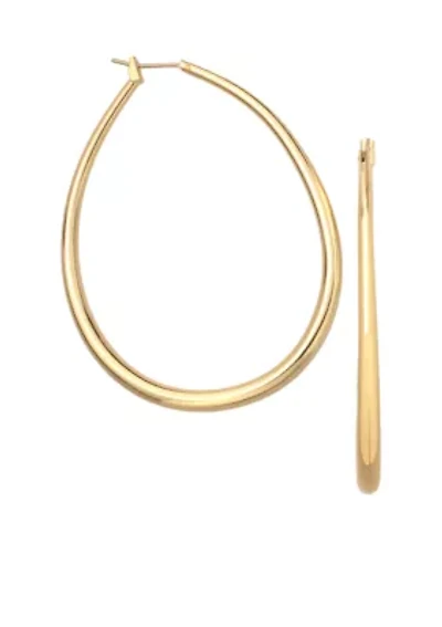 Millimeter Gold Plated Oval Graduated Hoop Earrings