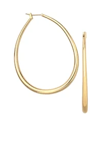 Millimeter Gold Plated Oval Graduated Hoop Earrings