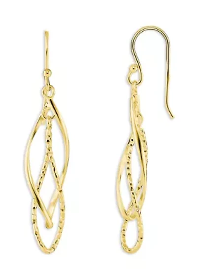 Plated Diamond Cut Double Drop Earrings