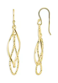 Plated Diamond Cut Double Drop Earrings