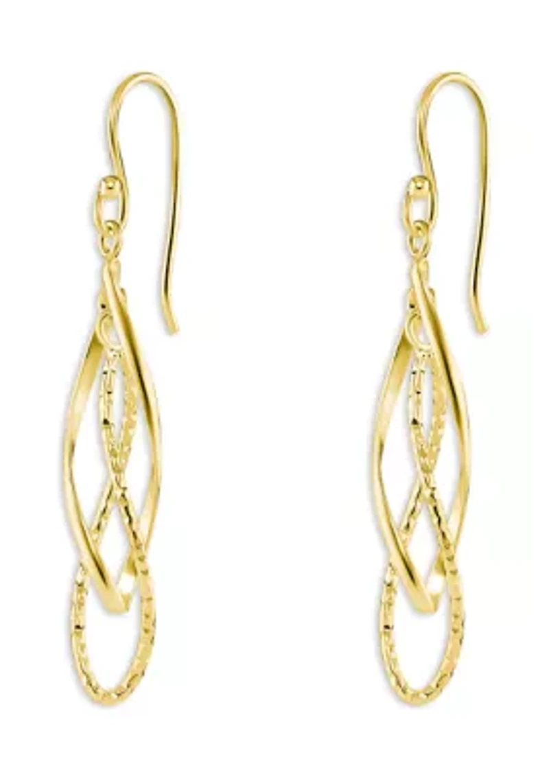 Plated Diamond Cut Double Drop Earrings