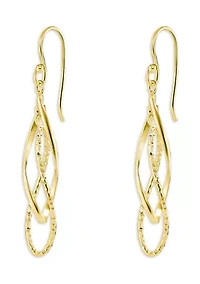 Plated Diamond Cut Double Drop Earrings