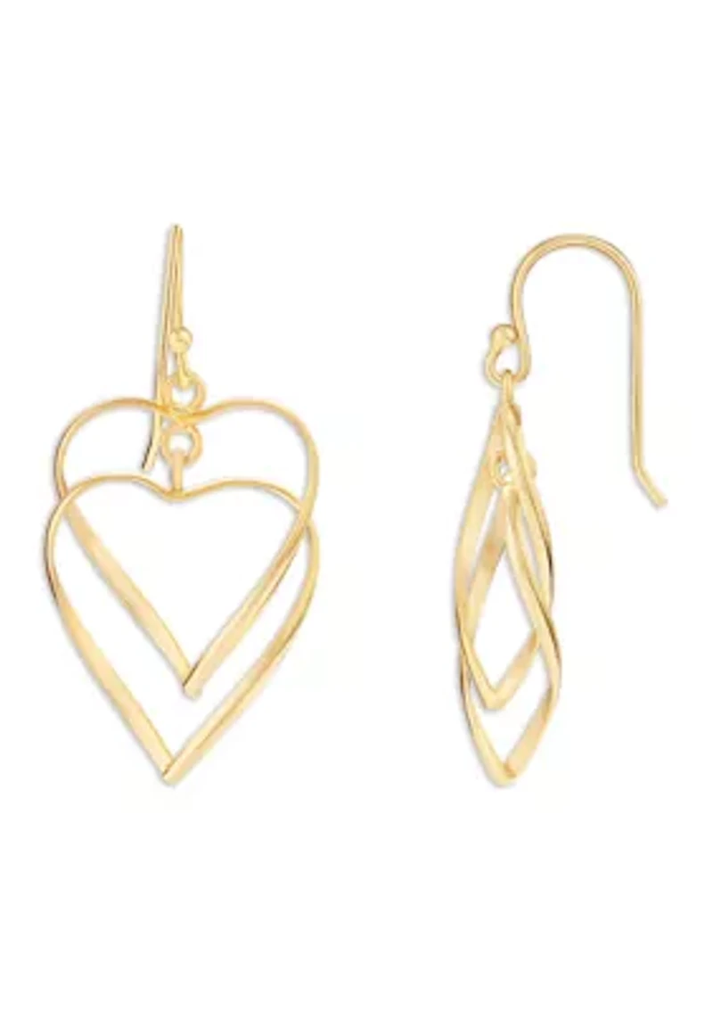 Double Heart Drop Earrings