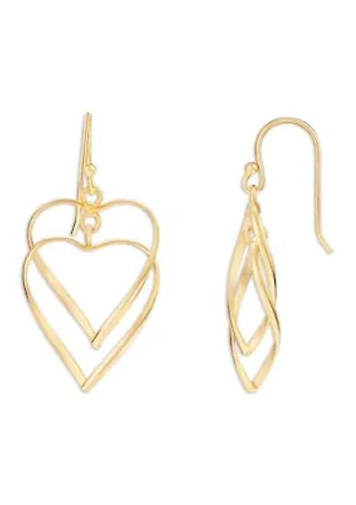 Double Heart Drop Earrings
