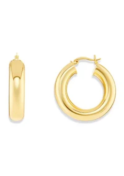 Gold Tone Tube Hoop Earrings