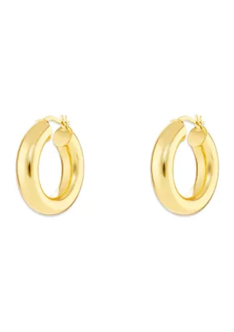 Gold Tone Tube Hoop Earrings