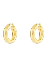 Gold Tone Tube Hoop Earrings