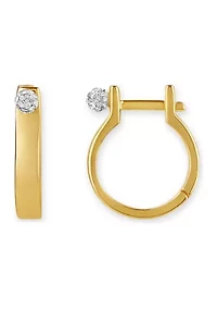 Gold Over Silver Plated Crystal Hoop Earrings