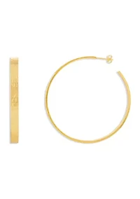Fine Silver Plated 60 Millimeter Hammered C-Hoop Earrings