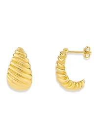 Silver Plated 20 Millimeter Scalloped Concave Hoop Earrings