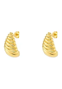 Silver Plated 20 Millimeter Scalloped Concave Hoop Earrings