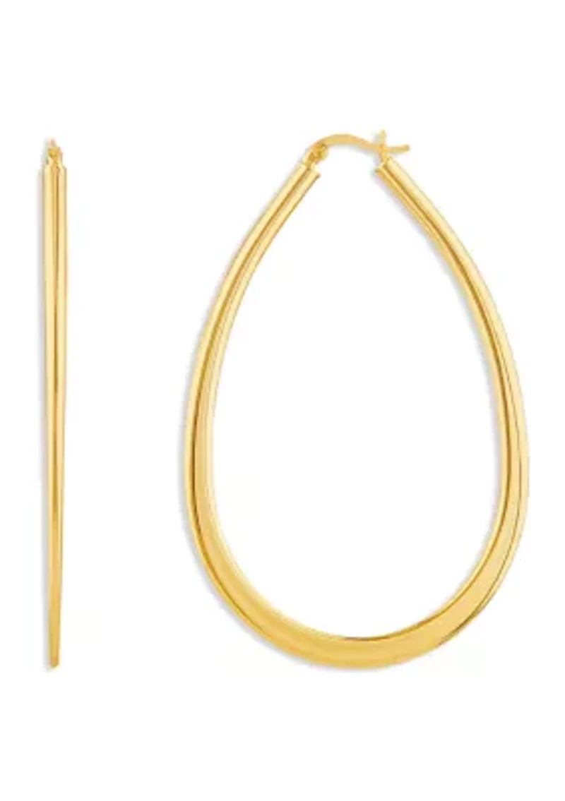 Gold Over Silver Plated 60 Millimeter Teardrop Hoop Earrings