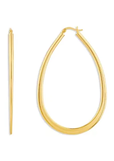 Gold Over Silver Plated 60 Millimeter Teardrop Hoop Earrings