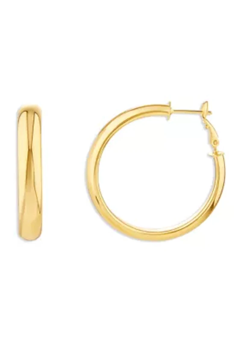 Fine Silver Plated 40 Millimeter Round Hoop Earrings