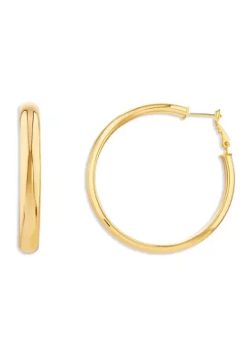Gold Over Silver Plated 50 Millimeter Round Hoop Earrings