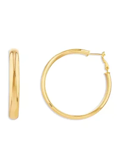 Gold Over Silver Plated Millimeter Round Hoop Earrings