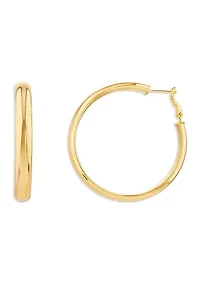 Gold Over Silver Plated 50 Millimeter Round Hoop Earrings