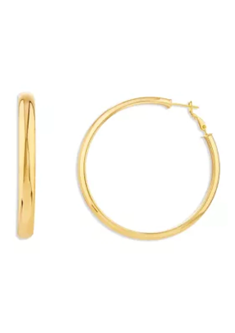 Gold Over Silver Plated 60 Millimeter Round Hoop Earrings