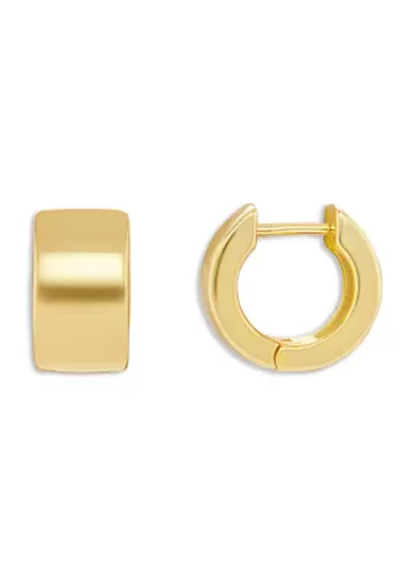 Gold Plated 15 Millimeter Polished Huggie Hoop Earrings