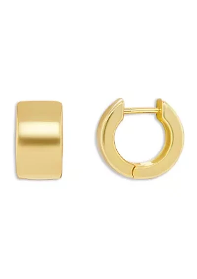 Gold Plated 15 Millimeter Polished Huggie Hoop Earrings