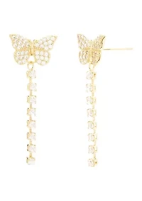 Gold Over Fine Silver Plated Butterfly Earrings