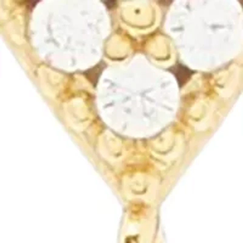 Fine Silver Plated Pavé Heart Cubic Zirconia Earrings