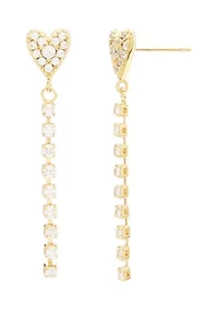 Fine Silver Plated Pavé Heart Cubic Zirconia Earrings