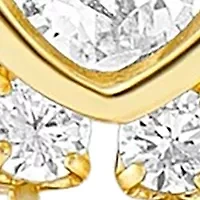 Gold Plated Cubic Zirconia Heart Bezel Stud with Tennis Drops Earrings