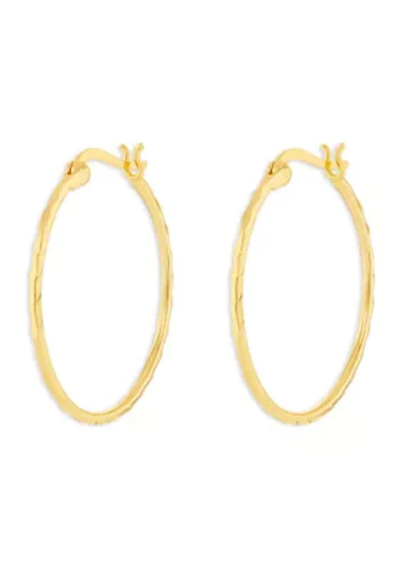 Sterling Silver Diamond Cut 30 Millimeter Hoop Earrings