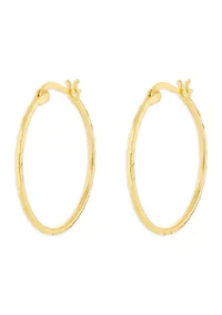 Sterling Silver Diamond Cut 30 Millimeter Hoop Earrings
