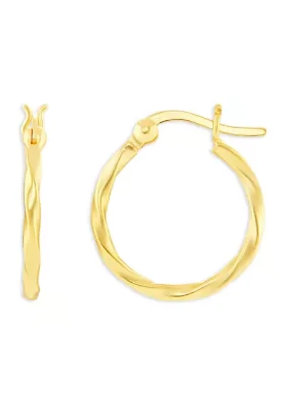 Sterling Silver Twisted Polished Hoop Earrings