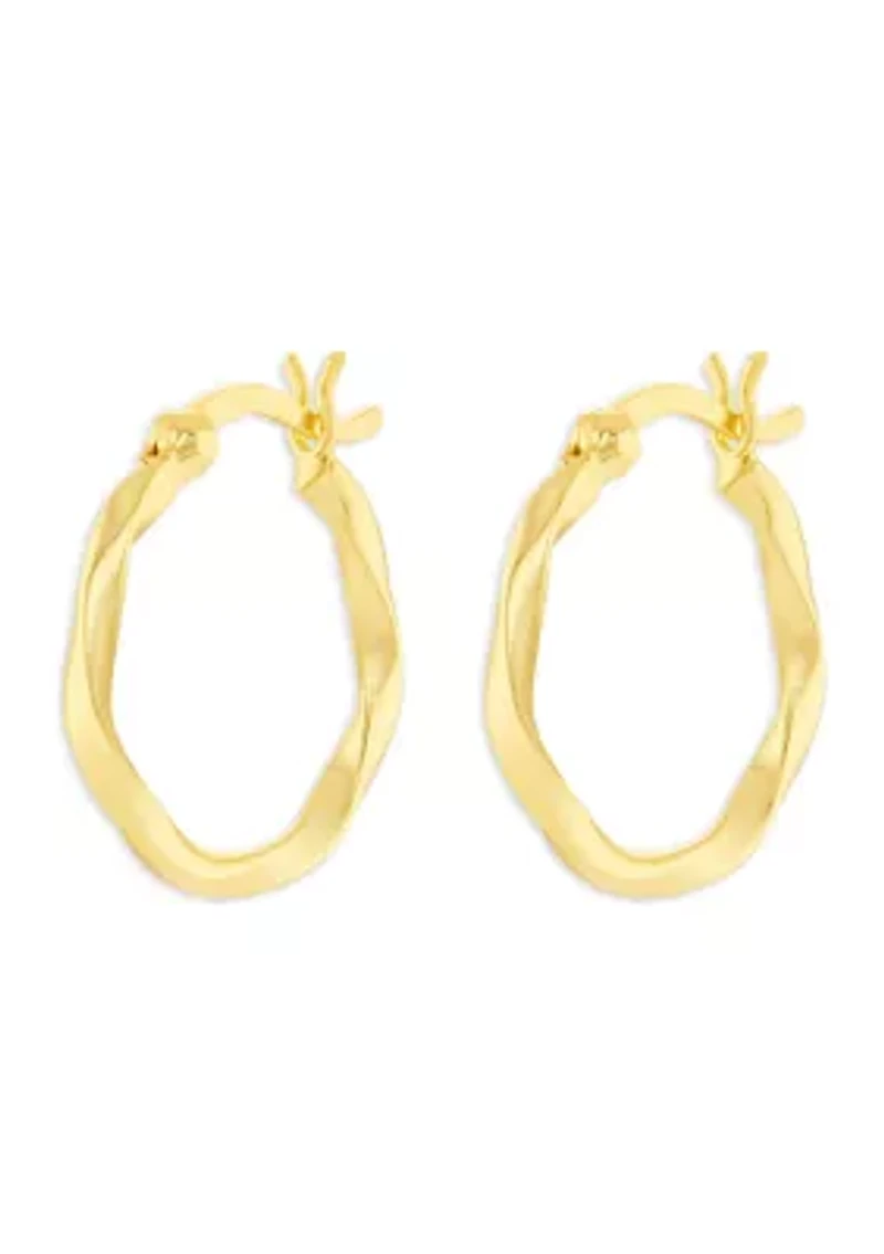 Sterling Silver Twisted Polished Hoop Earrings