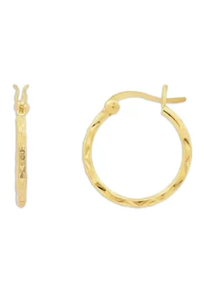 Diamond Cut Clicktop Hoop Earrings Sterling Silver