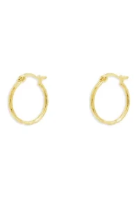 Diamond Cut Clicktop Hoop Earrings in Gold Over Sterling Silver