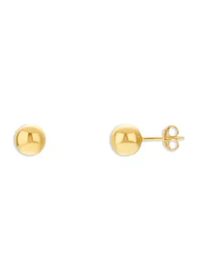 Gold Plated Sterling Silver 8 Milimeter Ball Stud Earrings