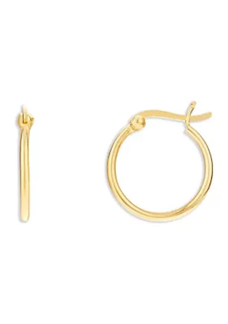 Gold Plated Sterling Silver 20 Millimeter Polished Click Top Hoop Earrings