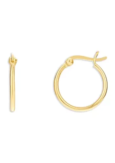 Gold Plated Sterling Silver 20 Millimeter Polished Click Top Hoop Earrings