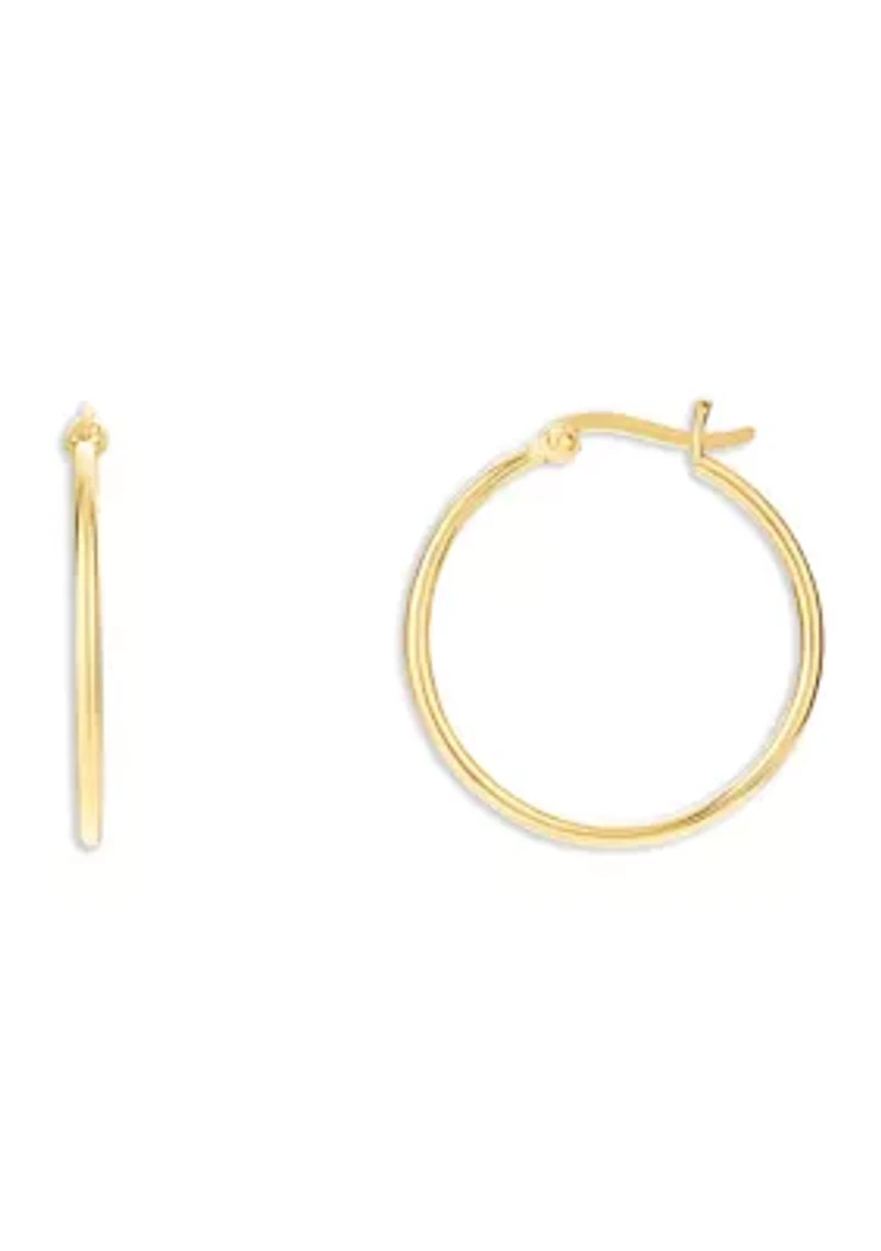 Gold Plated Sterling Silver Millimeter Polished Click Top Hoop Earrings