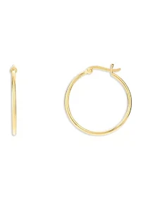 Gold Plated Sterling Silver Millimeter Polished Click Top Hoop Earrings