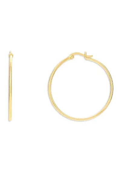 Gold Plated Sterling Silver 40 Millimeter Polished Click Top Hoop Earrings