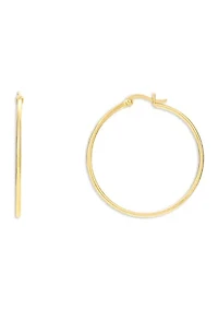 Gold Plated Sterling Silver 40 Millimeter Polished Click Top Hoop Earrings
