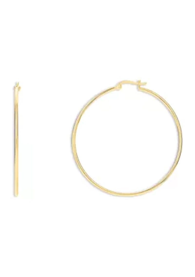 Gold Plated Sterling Silver 50 Millimeter Polished Click Top Hoop Earrings