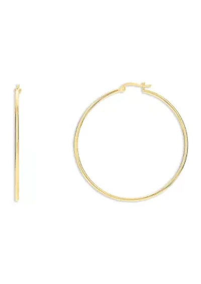 Gold Plated Sterling Silver 50 Millimeter Polished Click Top Hoop Earrings