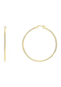 Gold Plated Sterling Silver 50 Millimeter Polished Click Top Hoop Earrings