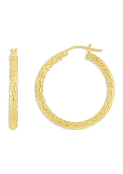 Sterling Silver 30 Millimeter Diamond Cut Hoop Earrings
