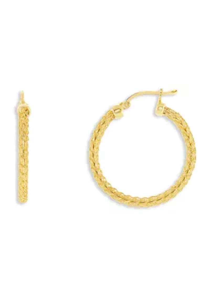 Gold Plated Sterling Silver 15 Millimeter Mesh Hoop Earrings