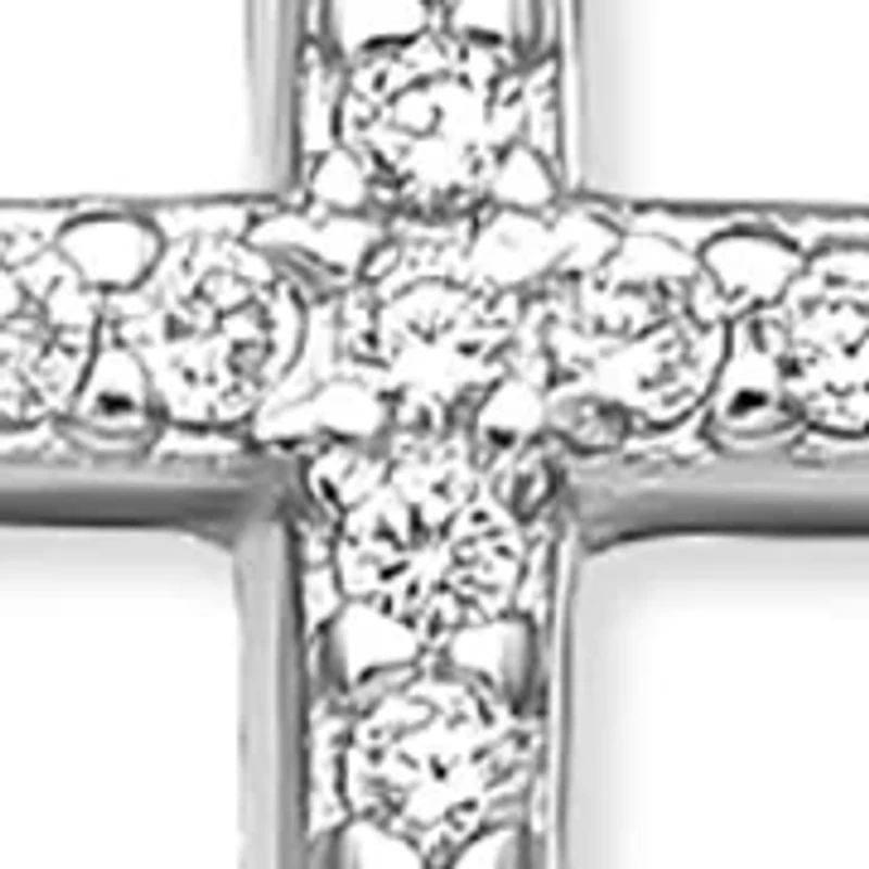Sterling Silver 18" CZ Pave Cross Pendant Necklace