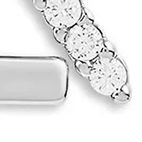 Sterling Silver Polished Pavé Cubic Zirconia Double Cross Pendant Necklace