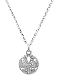 12 Millimeter Round Sand Dollar Pendant Necklace in Sterling Silver
